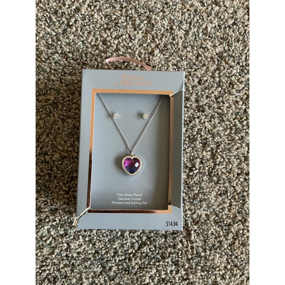 Brilliance Jewelry - Believe by Brilliance Necklace and Earring Set - Purple
